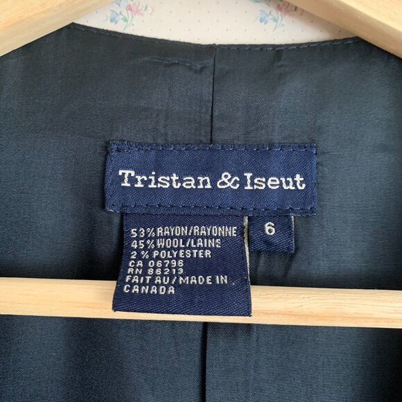 Vintage Tristan & Iseut Navy Pinstripe Waistcoat Size 6 EUC - Picture 4 of 5